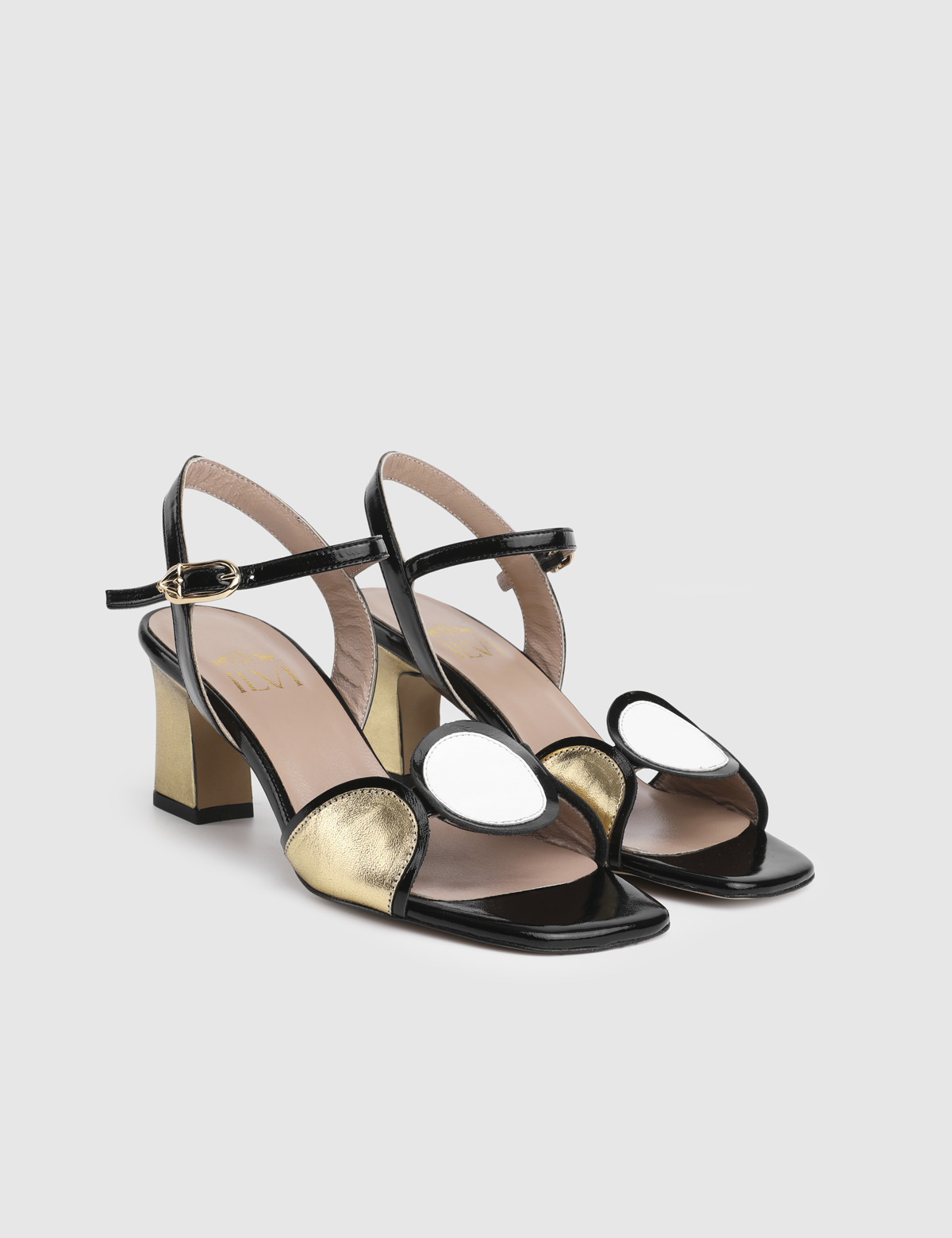 Rilana Gold Leather Women's Heeled Sandal