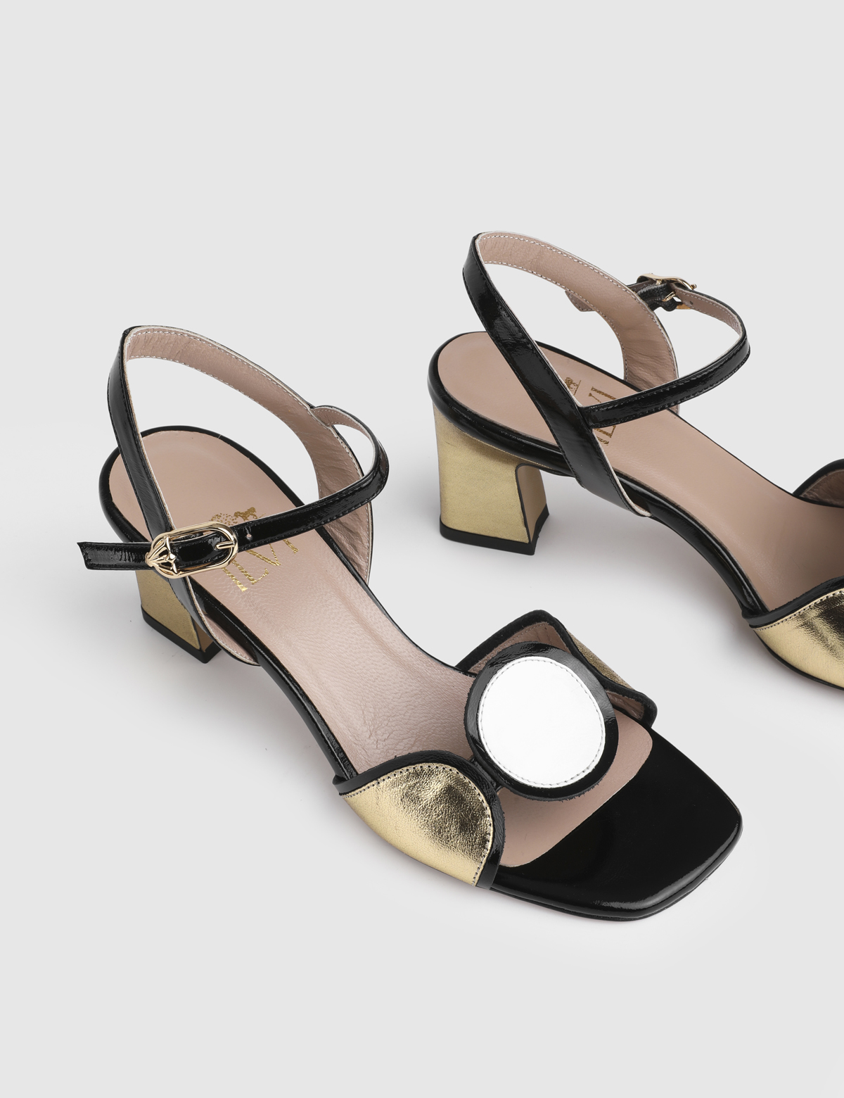 Rilana Gold Leather Women's Heeled Sandal