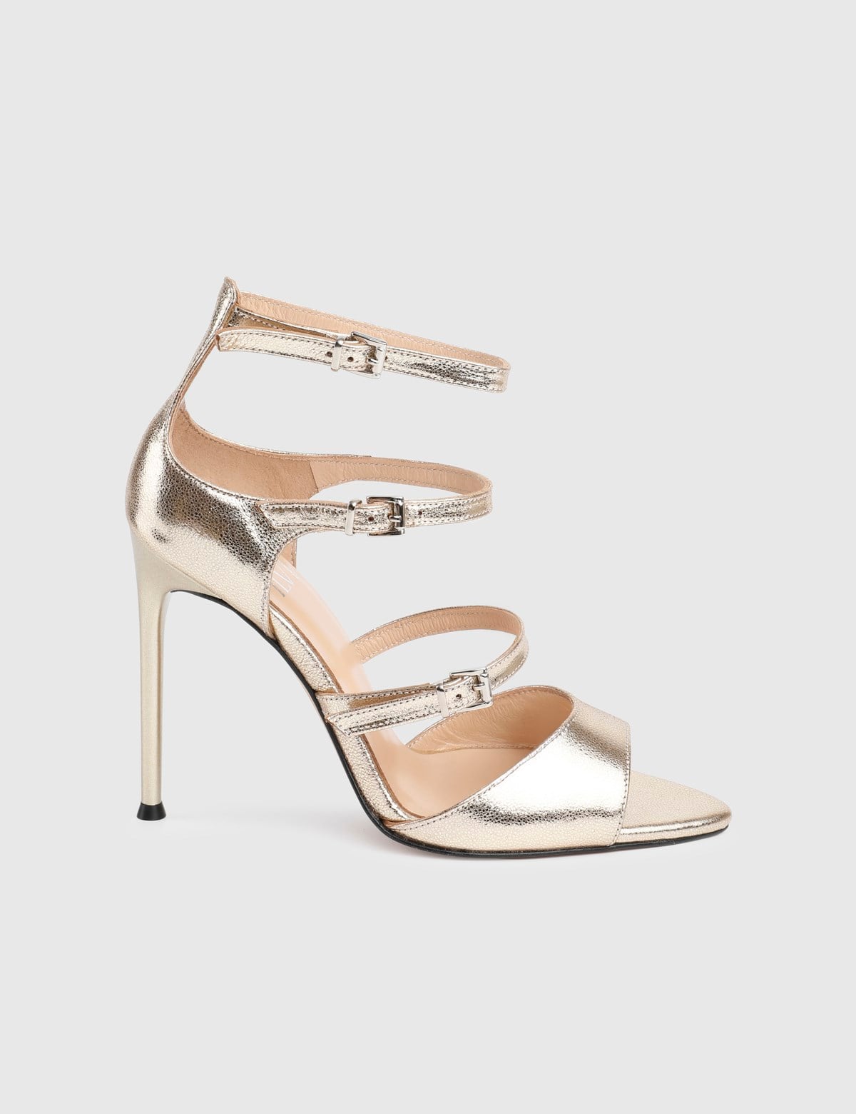 Rilen Gold Leather Women's Heeled Sandal