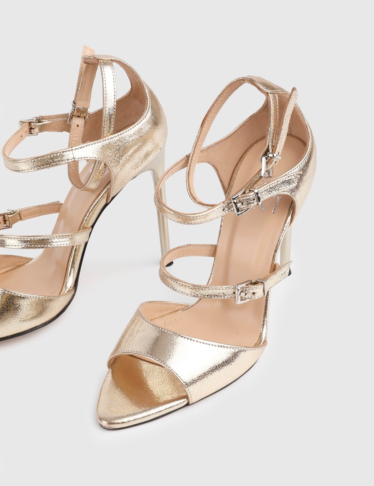 Rilen Gold Leather Women's Heeled Sandal