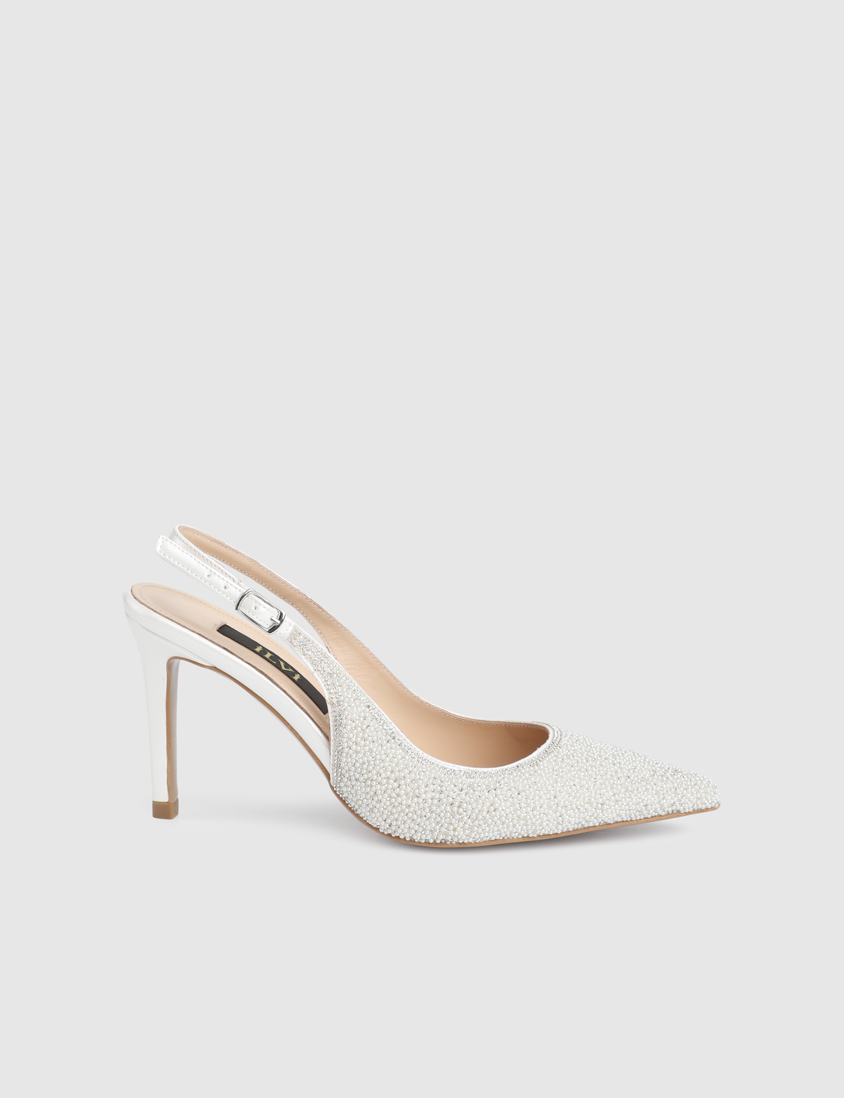 Rilva White Women's Heeled Sandal with Stones