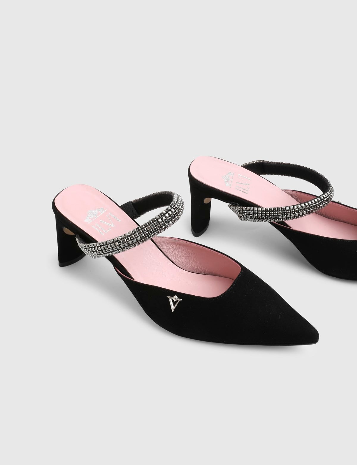 Rionne Black Suede Leather Women's Heeled Mule