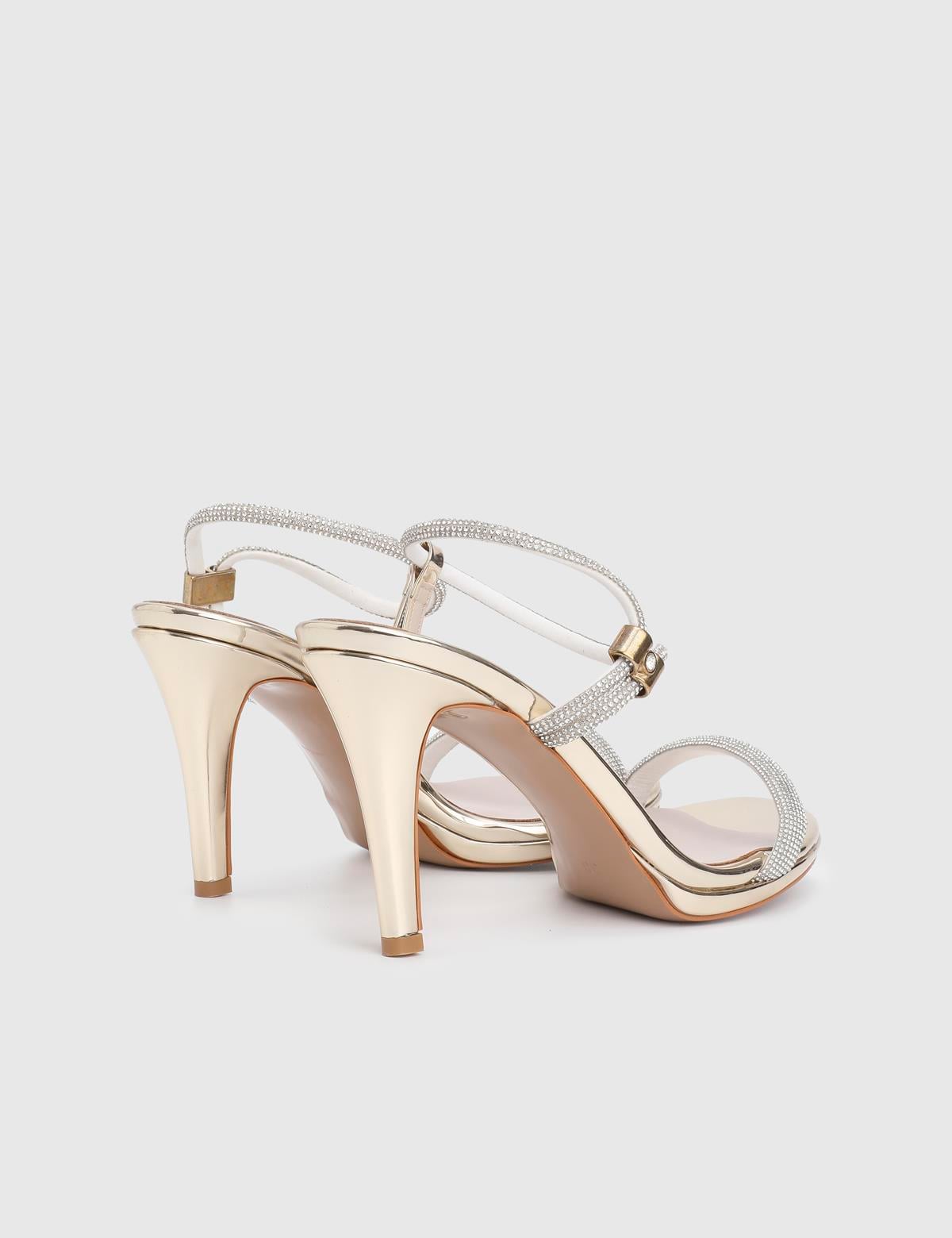 Ronna Gold Leather Women's Sandal with Stones
