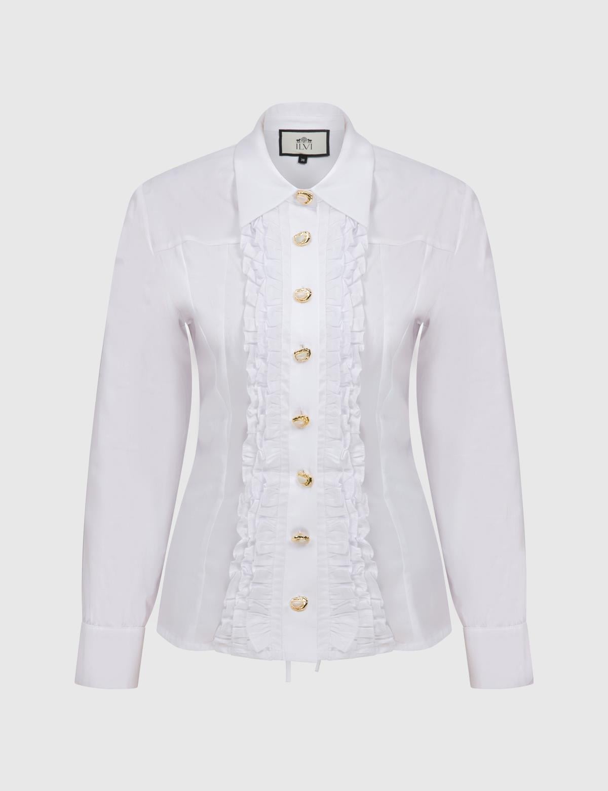 Ruffle White Women's Shirt