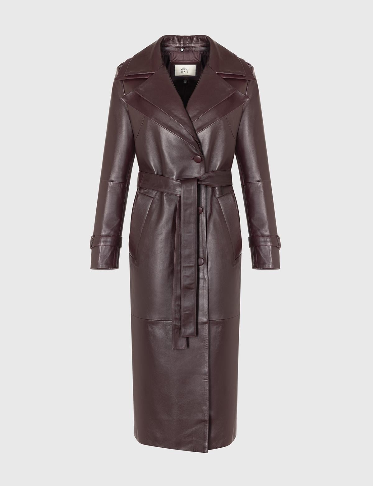 Ruud Burgundy Women's Leather Trench Coat