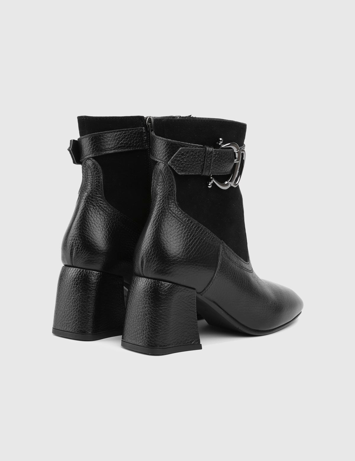 Sable Black Leather Women's Heeled Boot