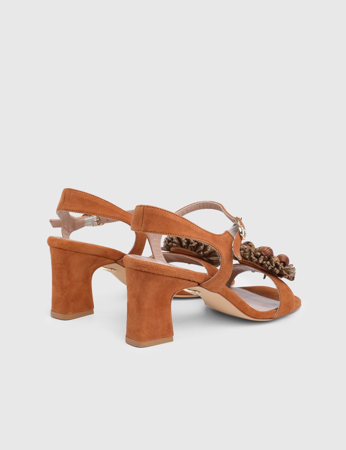 Selya Saddle Brown Suede Leather Women's Heeled Sandal