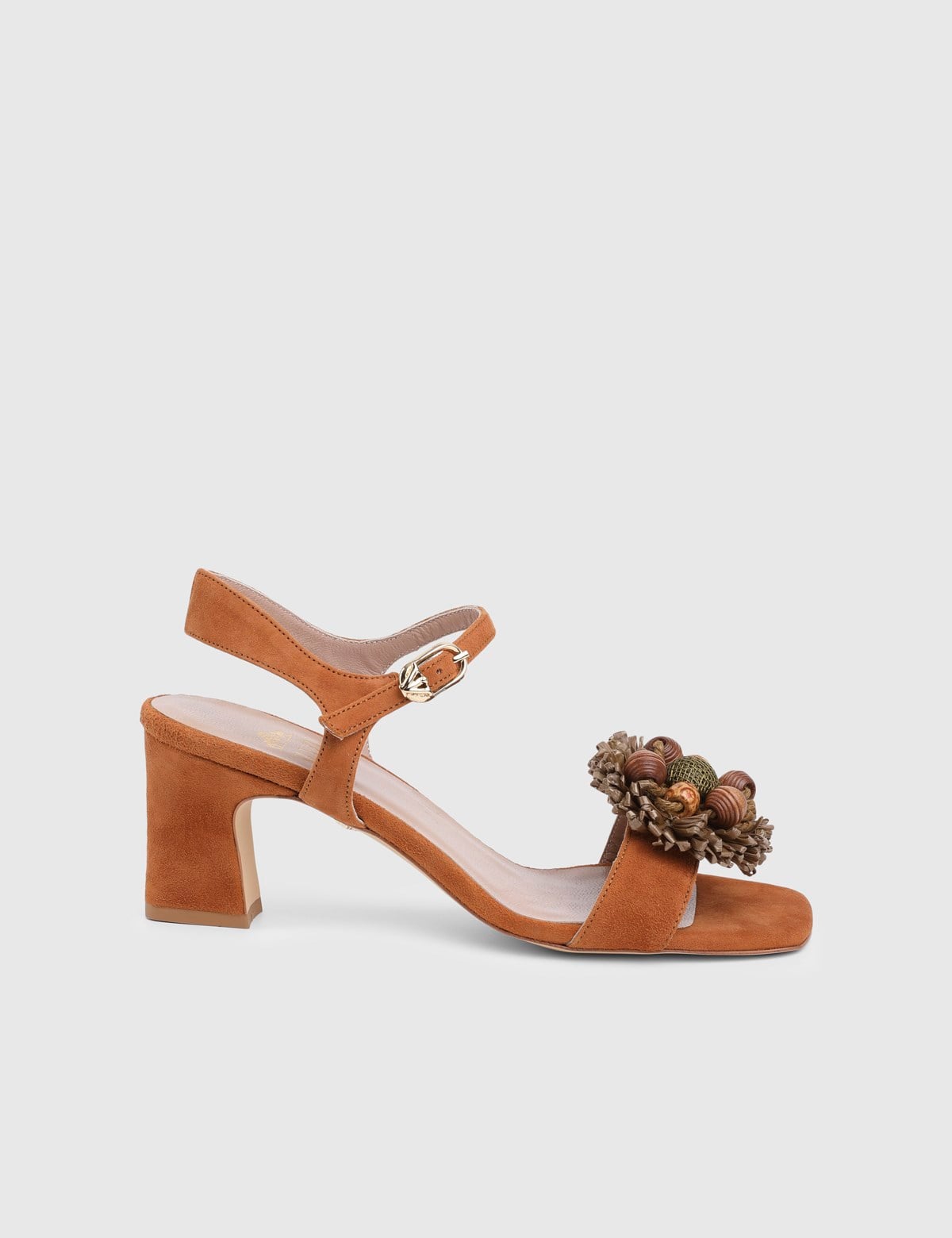 Selya Saddle Brown Suede Leather Women's Heeled Sandal