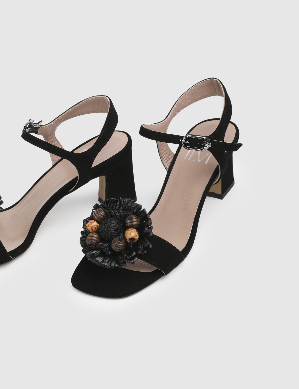Selya Black Suede Leather Women's Sandal
