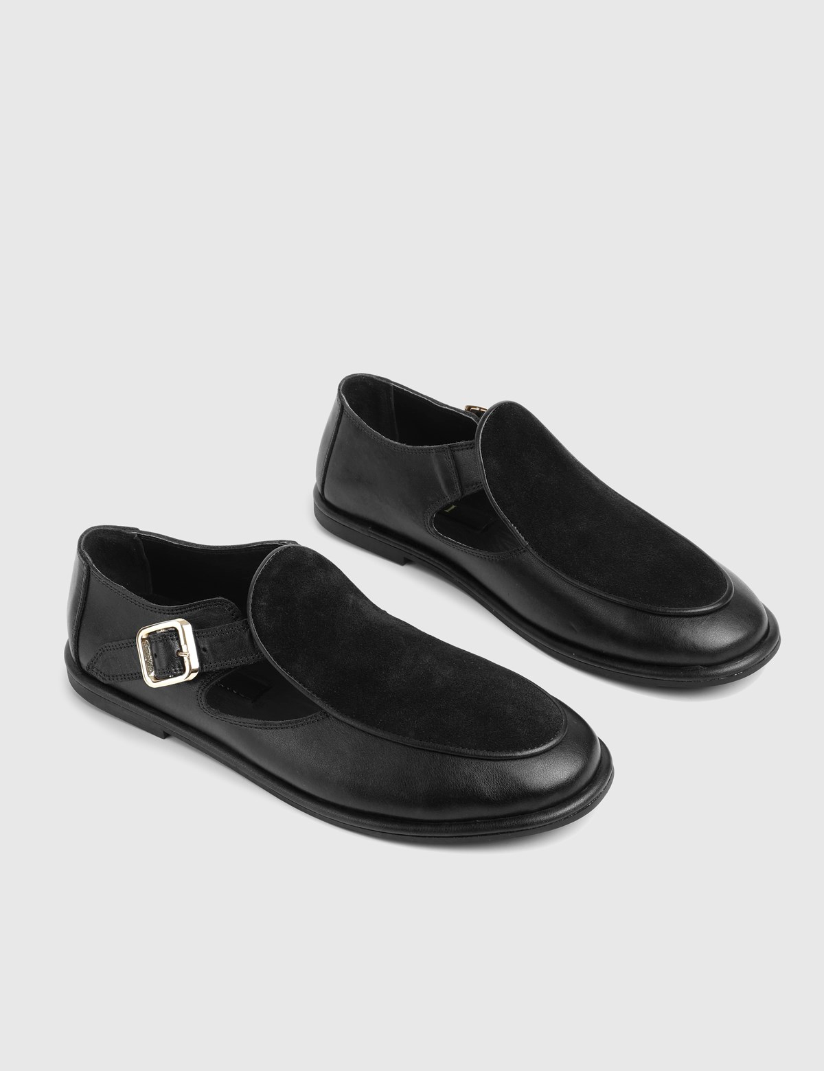 Senna Hakiki Deri Kadın Siyah Loafer Ayakkabı