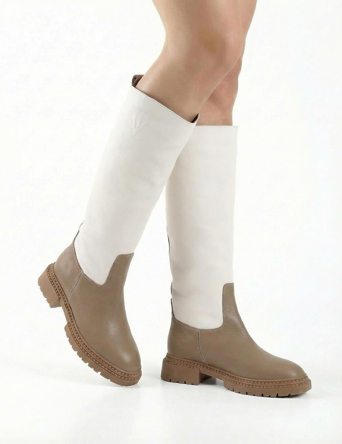 Sergo Mink-White Leather Women's High Boot