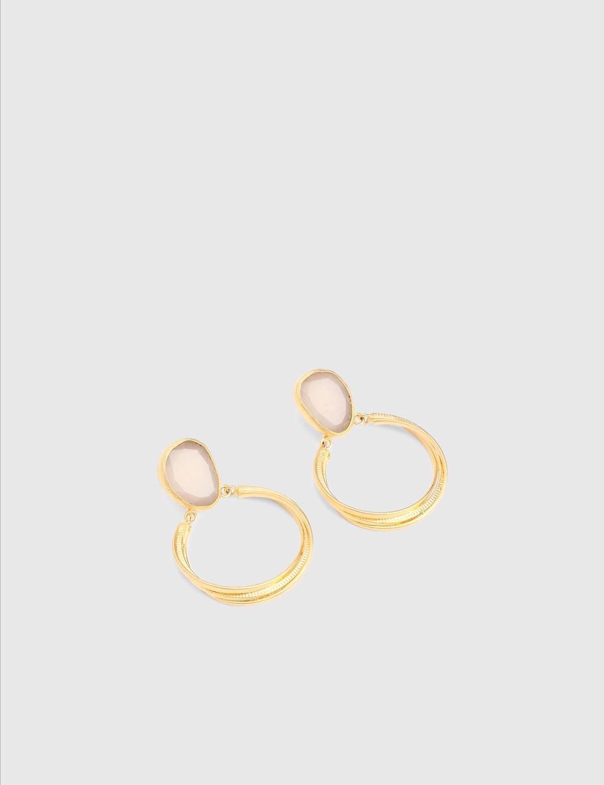Sevit Gold Women's Earrings with Clear Stones