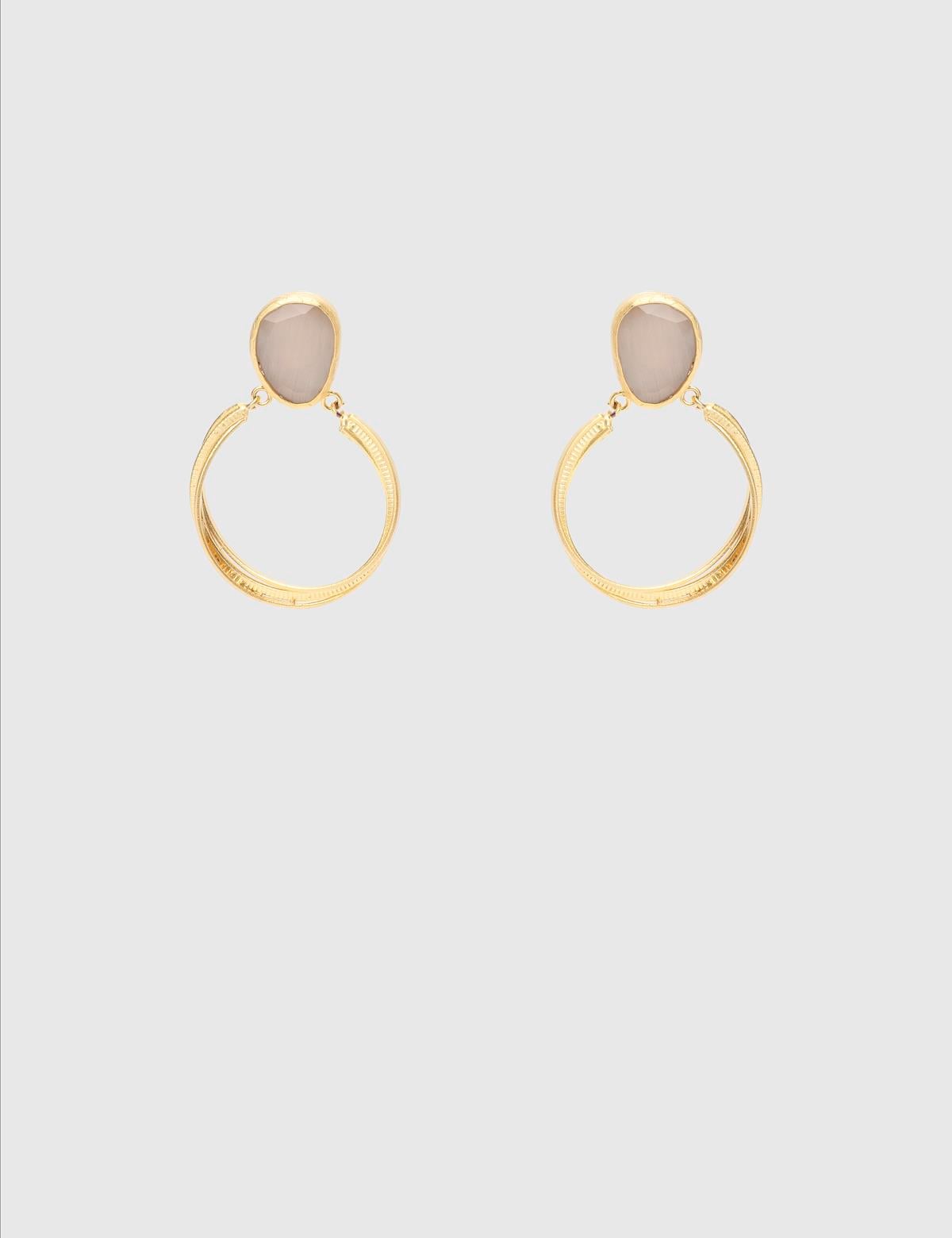 Sevit Gold Women's Earrings with Clear Stones