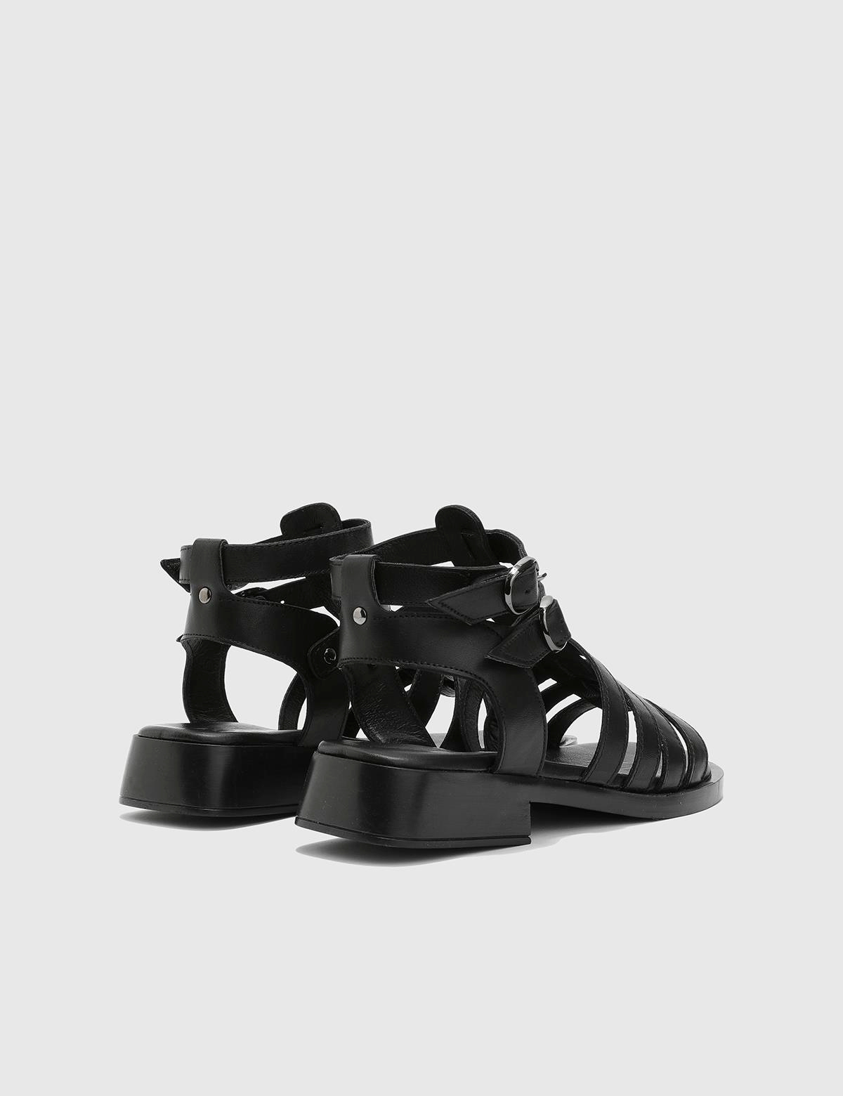 Sladana Black Leather Women's Sandal