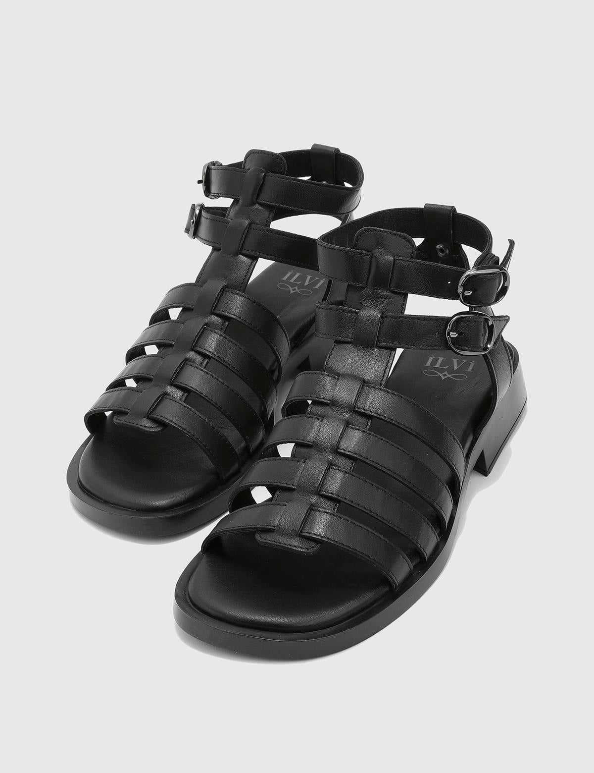 Sladana Black Leather Women's Sandal