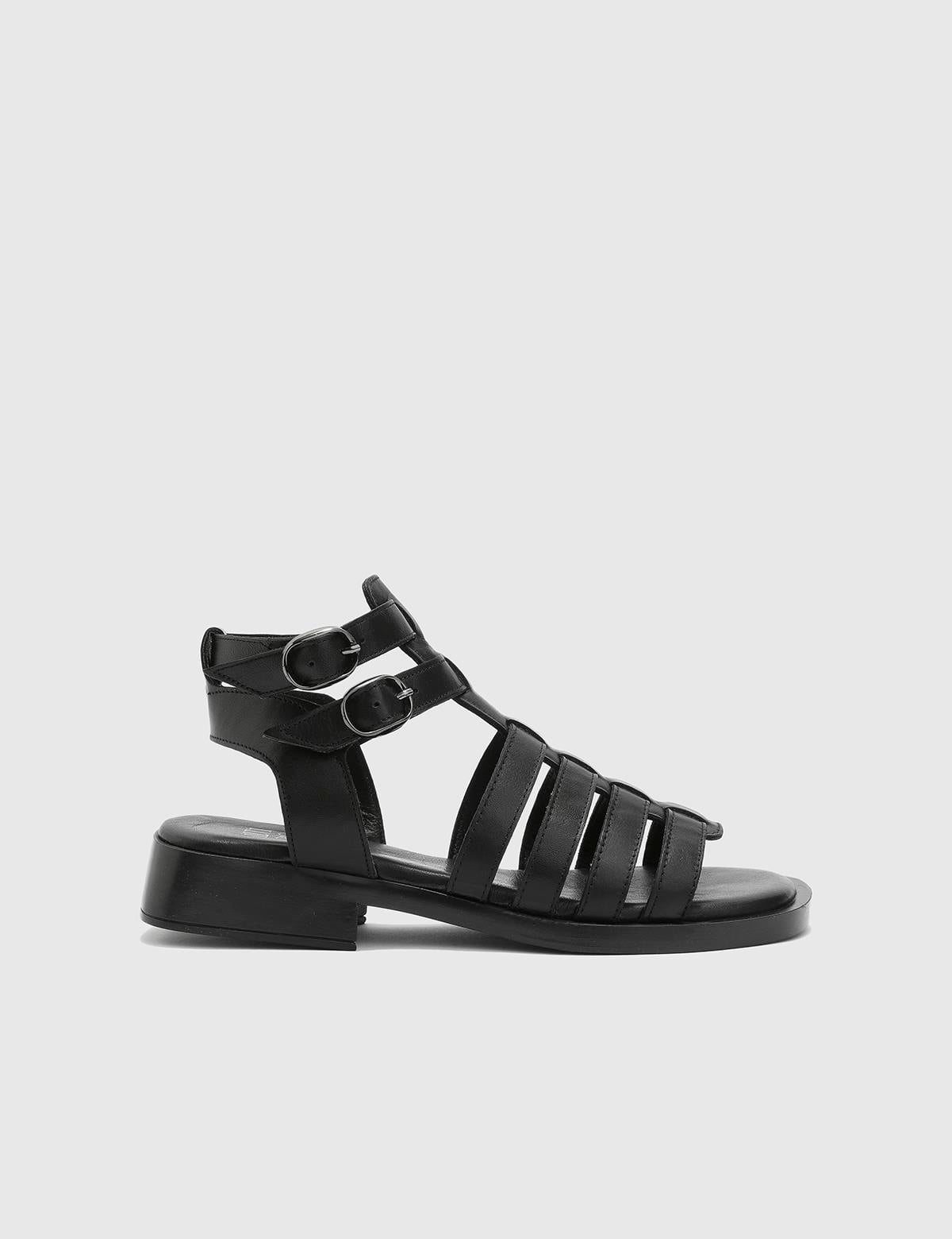 Sladana Black Leather Women's Sandal