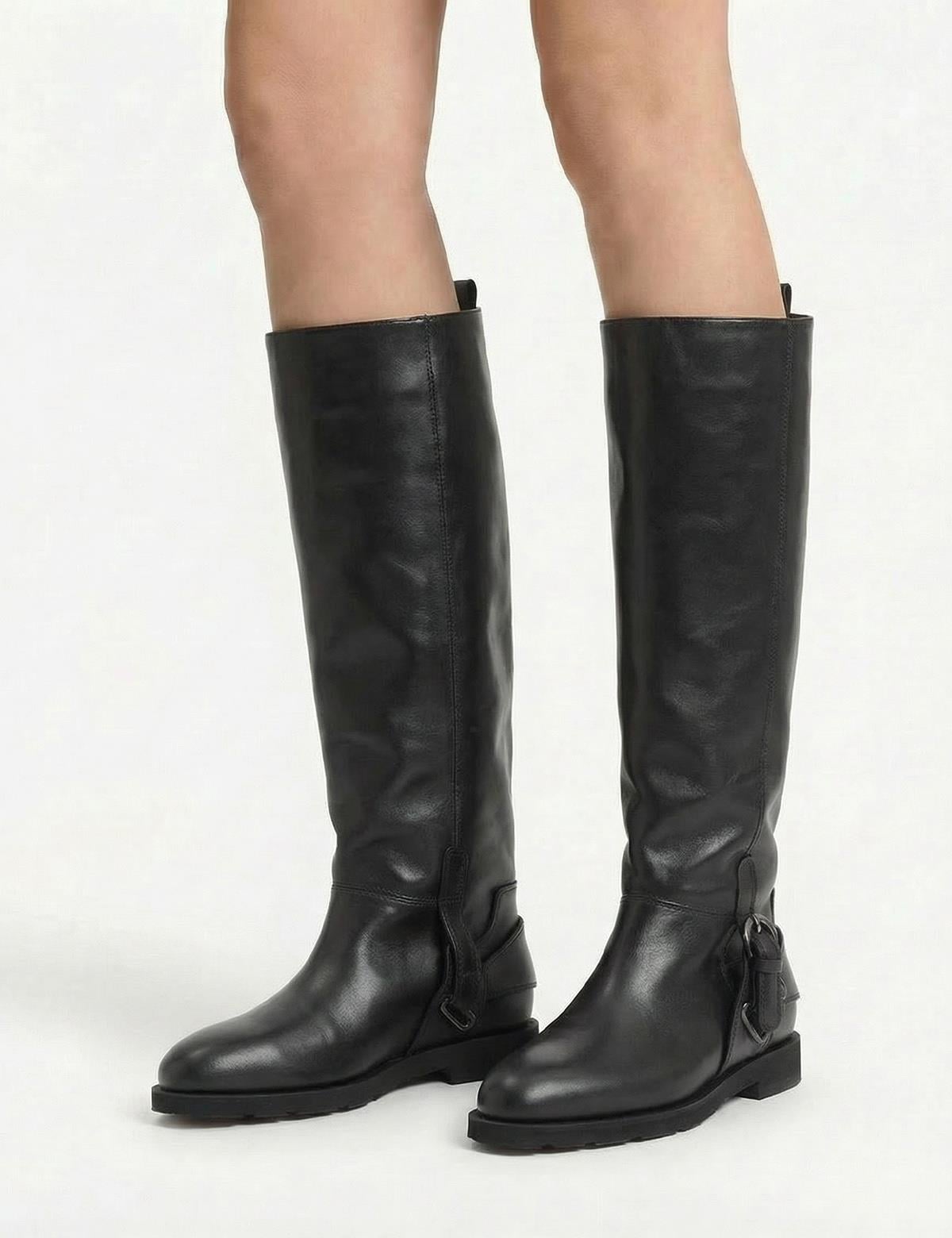 Somi Black Leather Women's High Boot