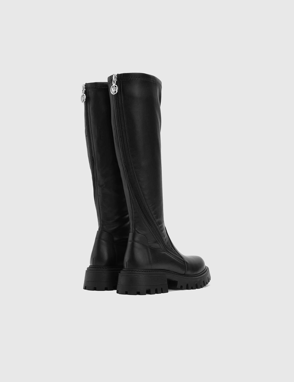 Soraya Black Leather Women's High Boot