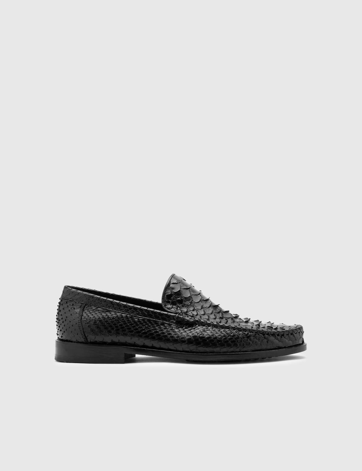 Srosh Black Snake Leather Men's Classic Shoe