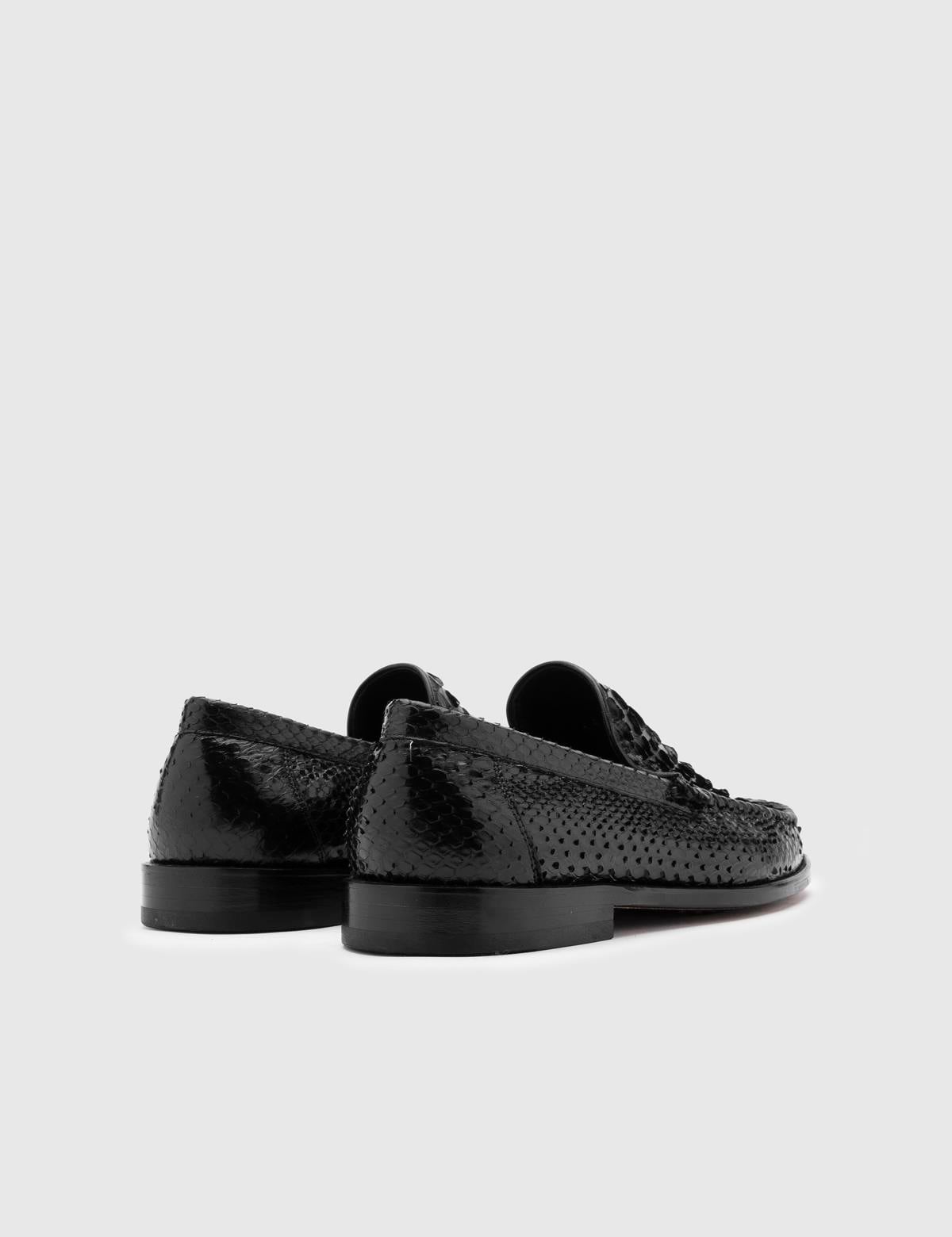 Srosh Black Snake Leather Men's Classic Shoe