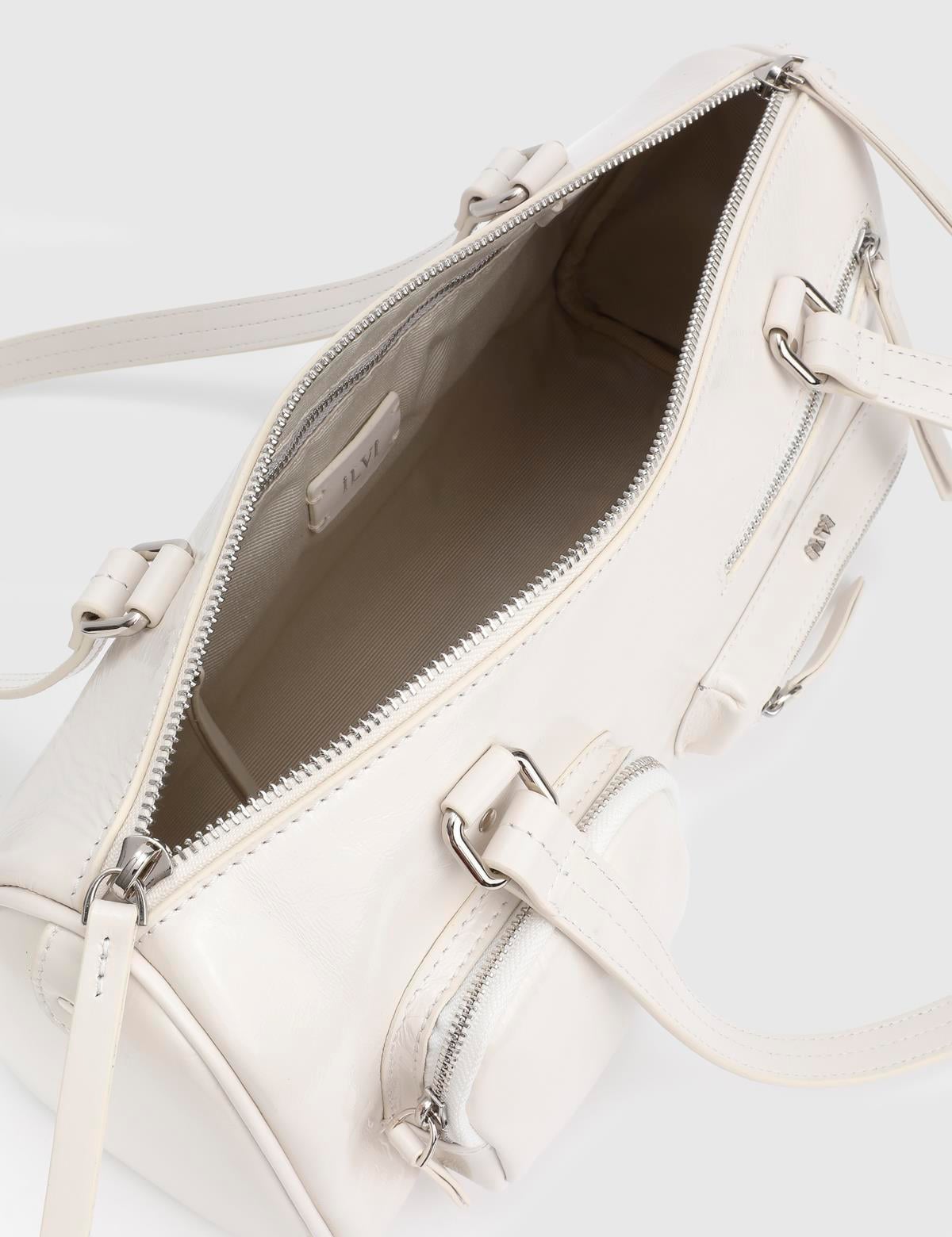 Stery Cream Patent Leather Women's Shoulder Bag