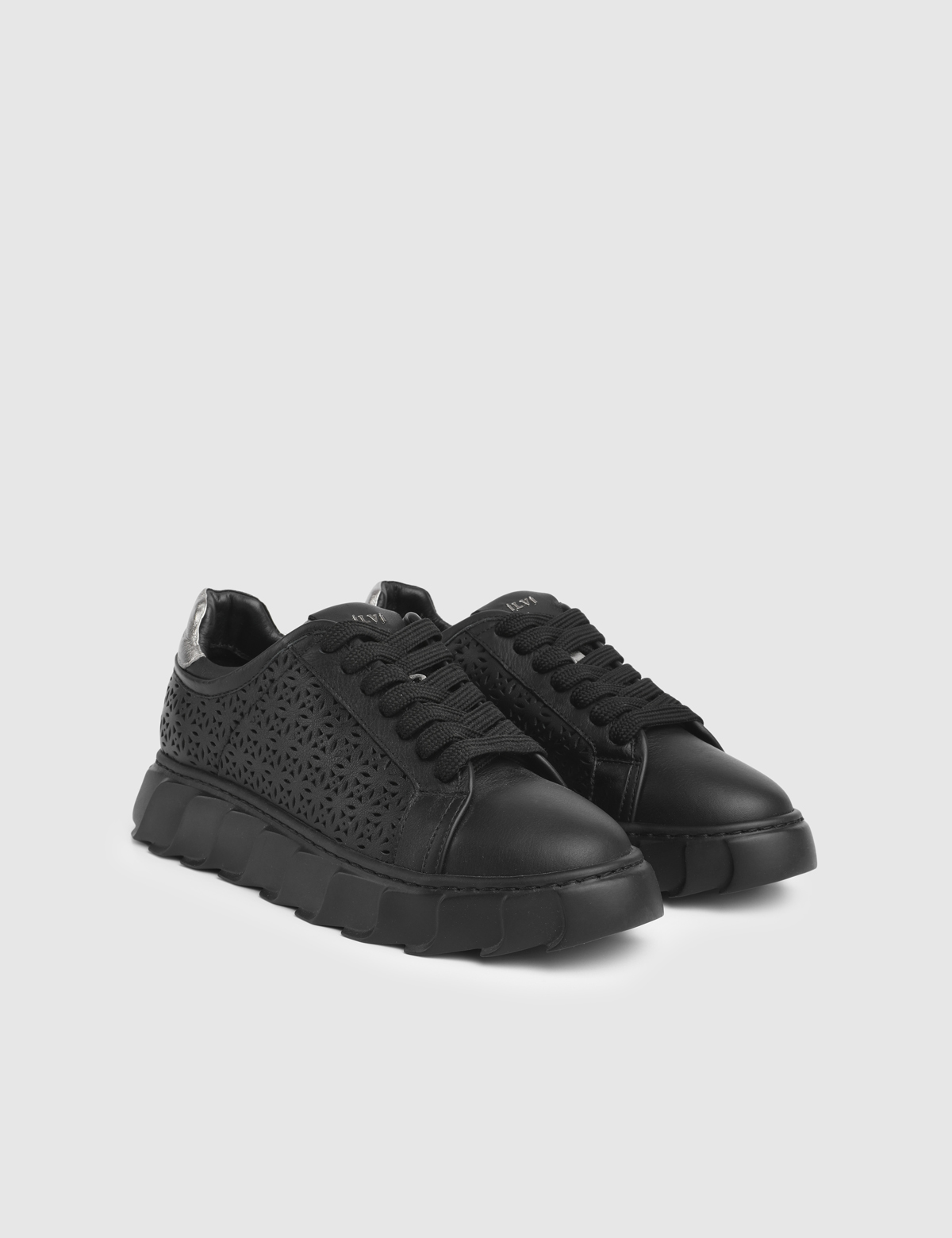 Stone Black Leather Women's Sneaker