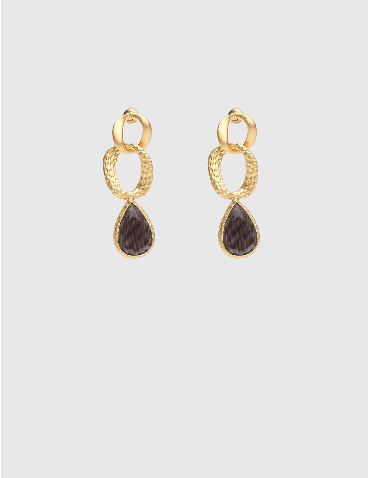 Swanky Gold Women's Earrings with Grey Stones