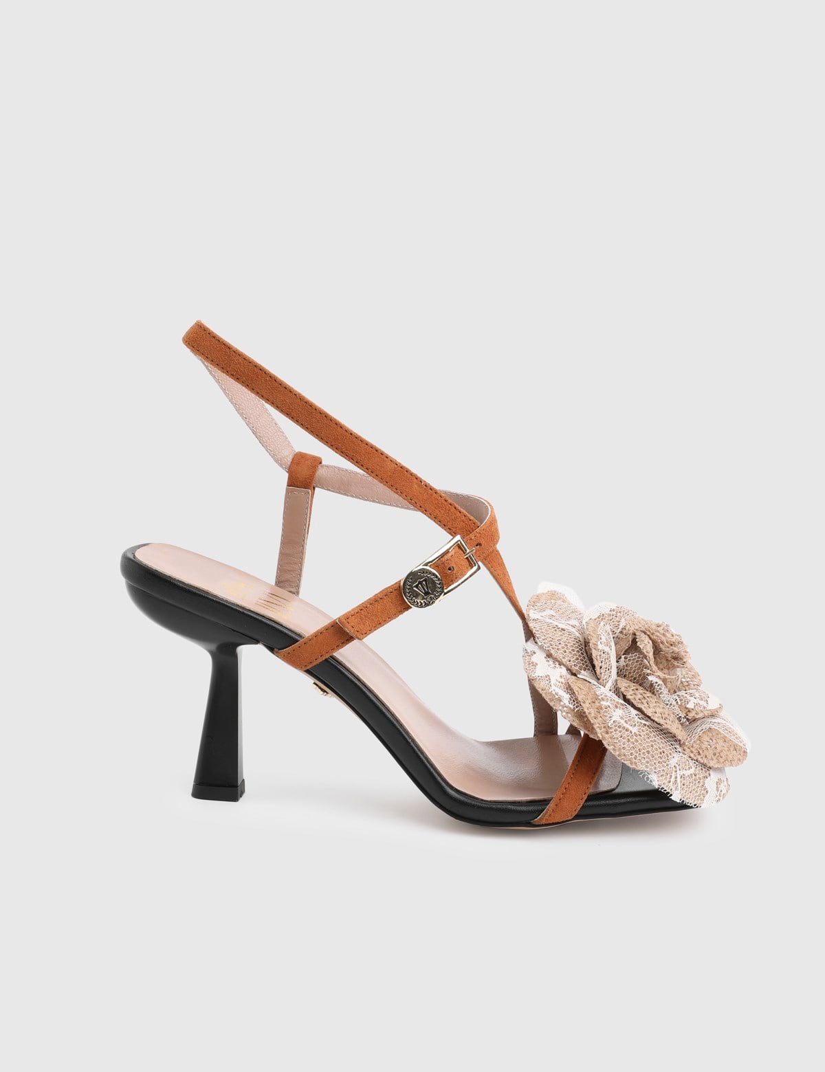 Sylis Saddle Brown Suede Leather Women's Heeled Sandal