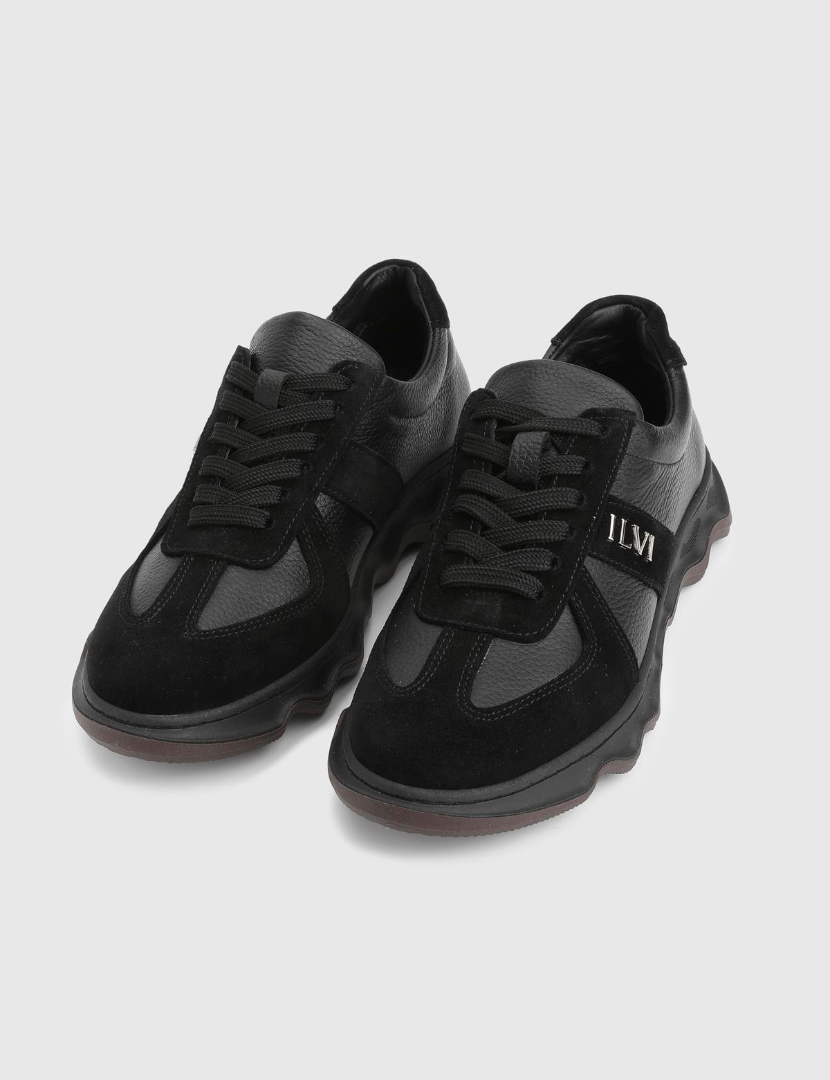 Tafsa Black Floater Leather Suede Women's Sneaker