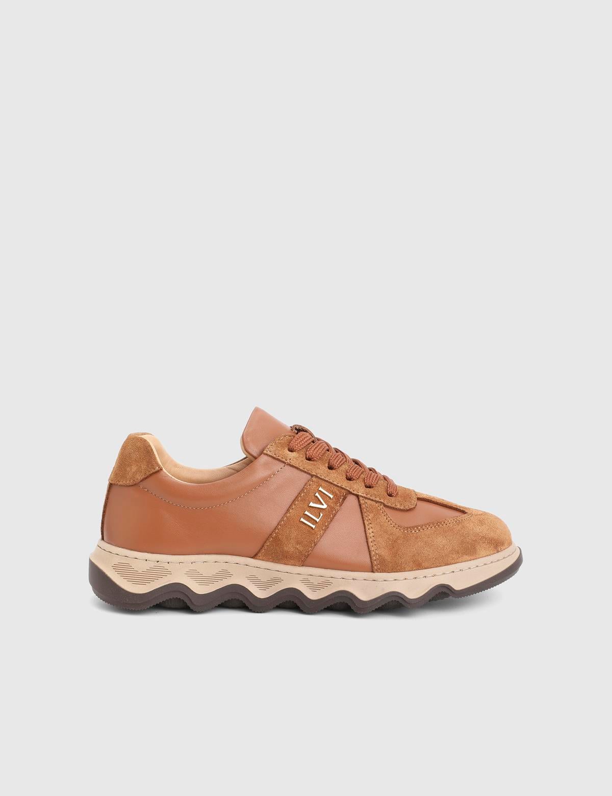Tafsa Saddle Brown Floater Leather Suede Women's Sneaker