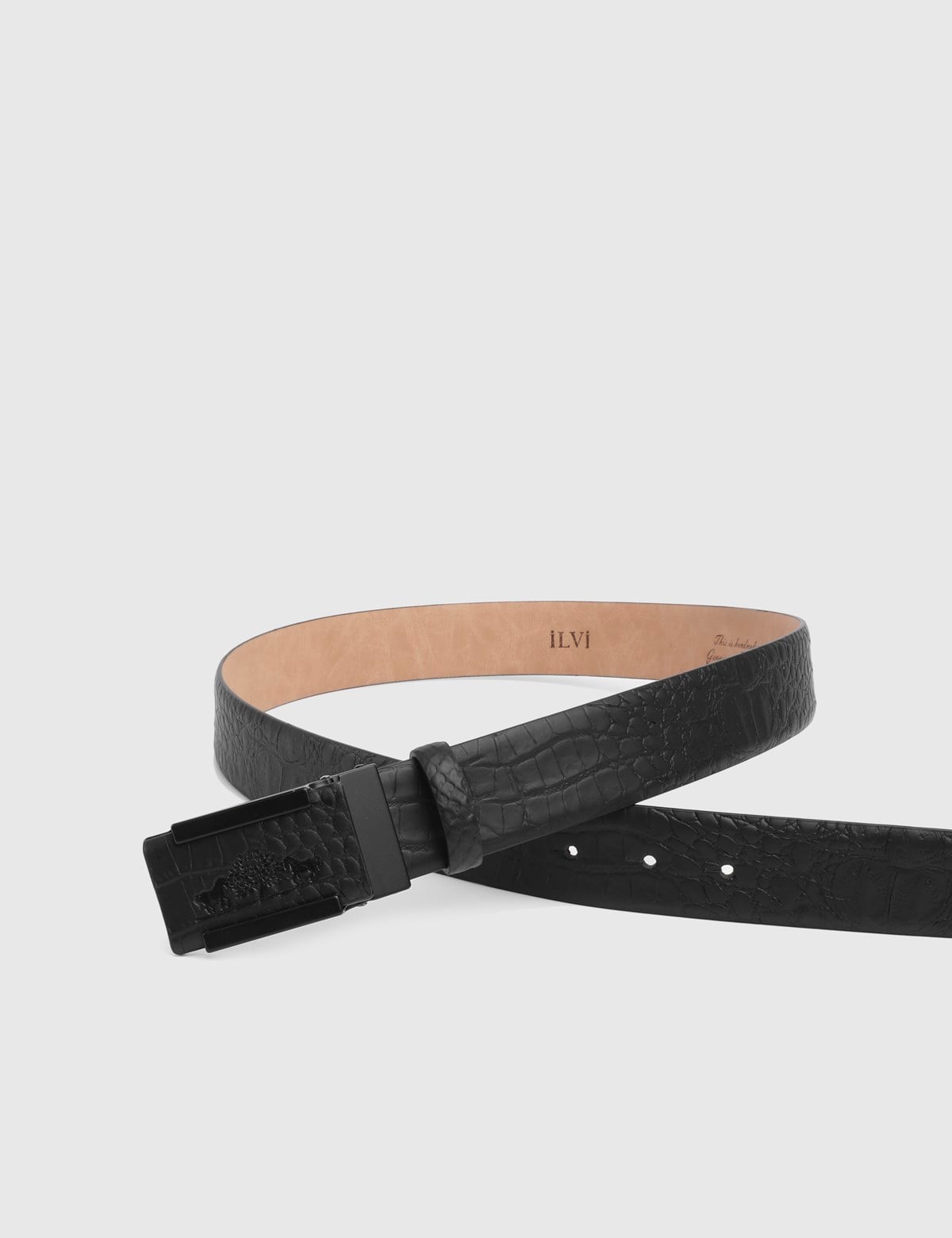 Tales Black Leather Crocodile Men's Belt