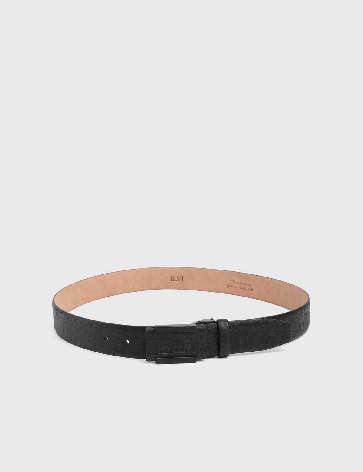 Tales Black Leather Crocodile Men's Belt