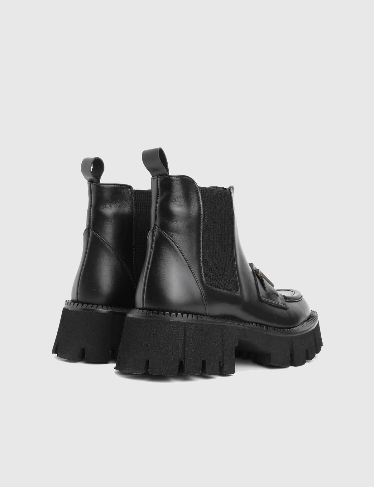 Tasya Black Leather Women's Boot