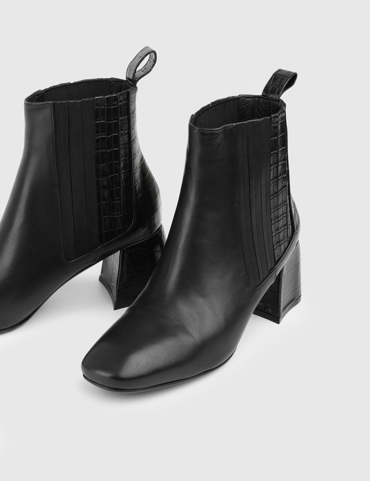 Thalia Black Leather Women's Heeled Boot