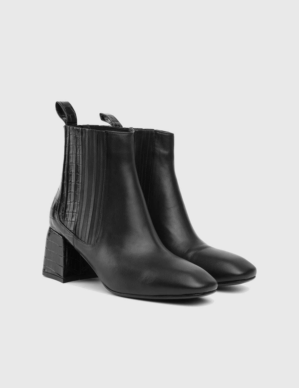 Thalia Black Leather Women's Heeled Boot
