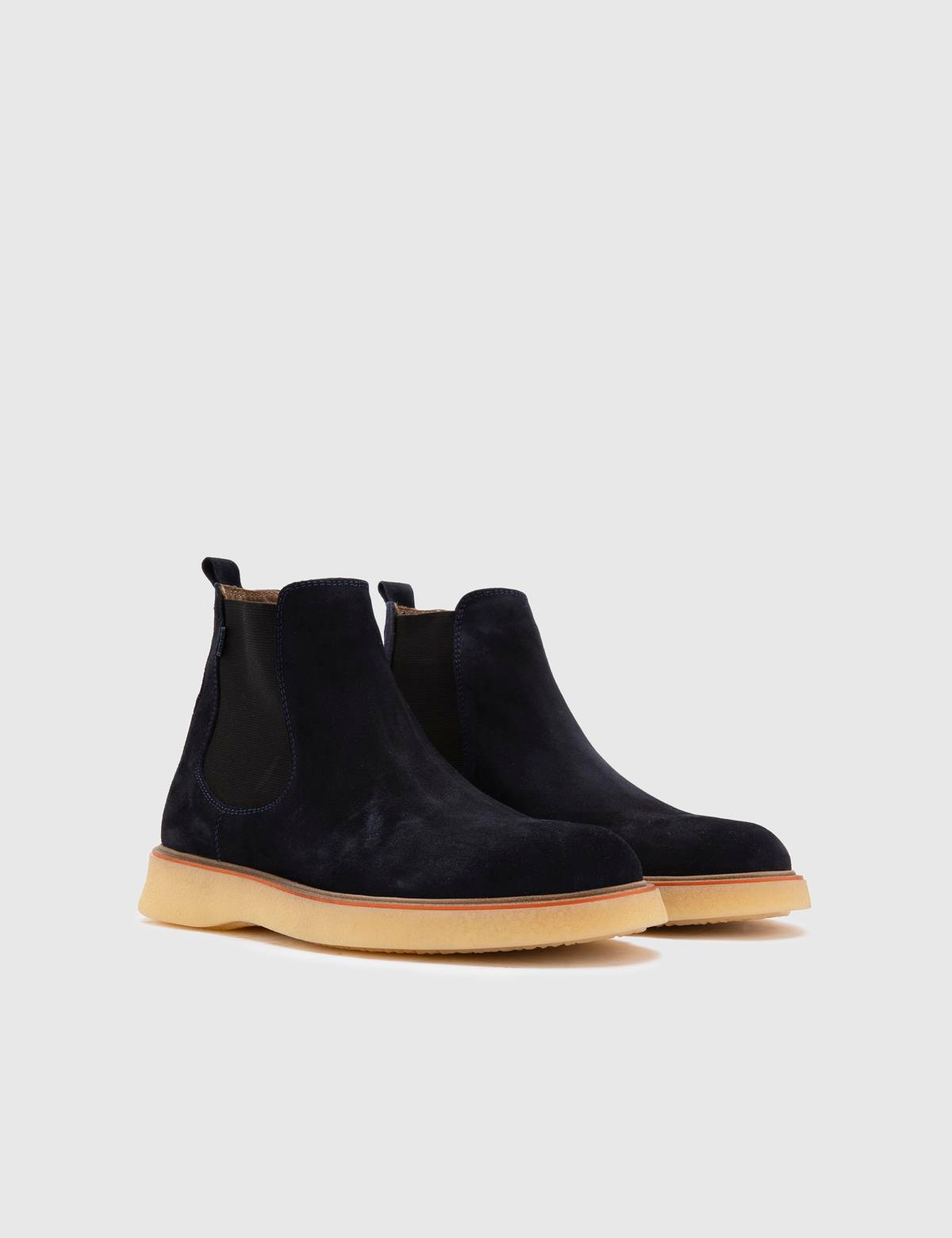 Tobias Navy Blue Suede Leather Men's Boot