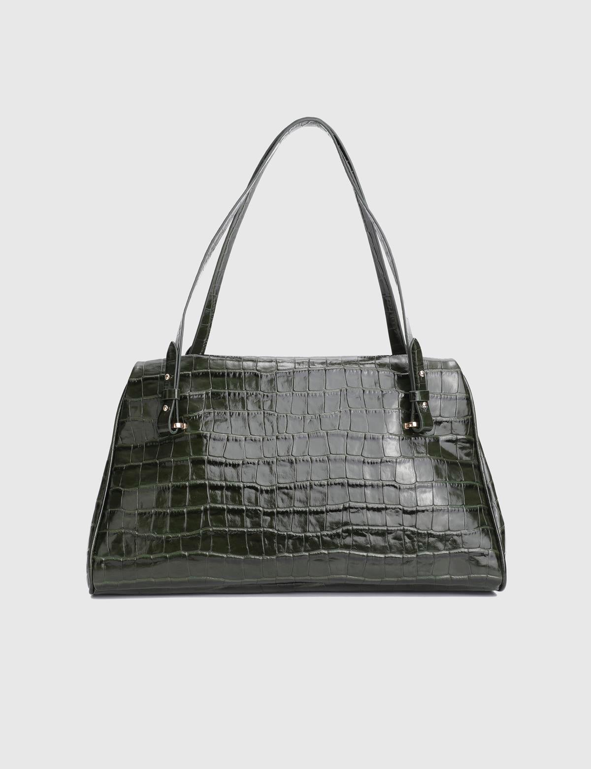 Toby Green Leather Crocodile Women's Shoulder Bag