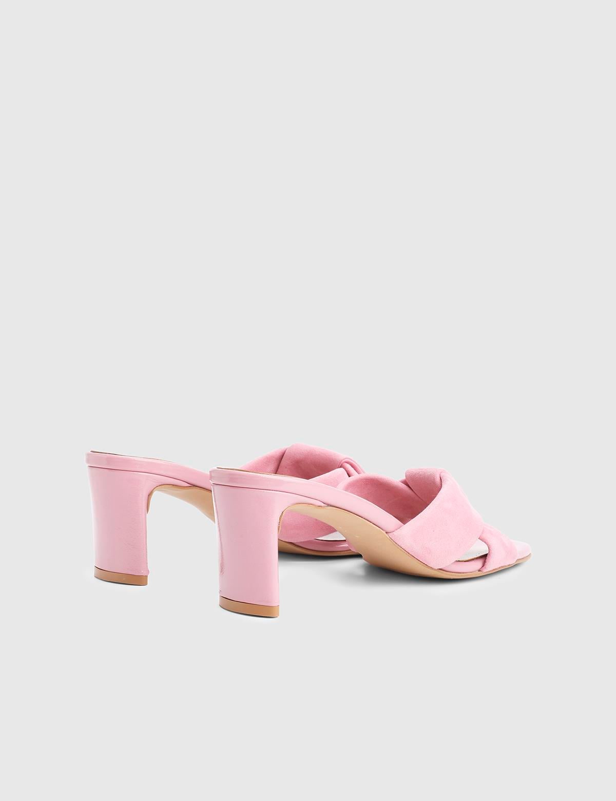 Trina Pink Suede Leather Women's Heeled Slide