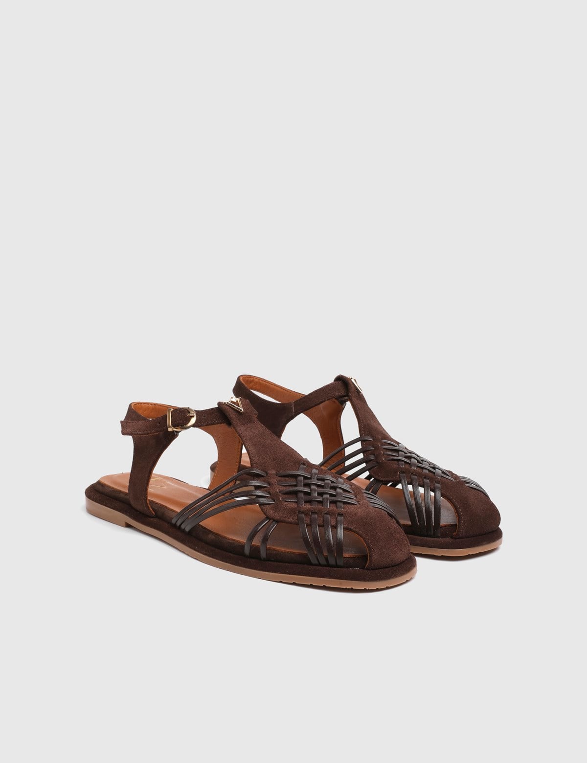 Tuvra Brown Suede Leather Women's Sandal