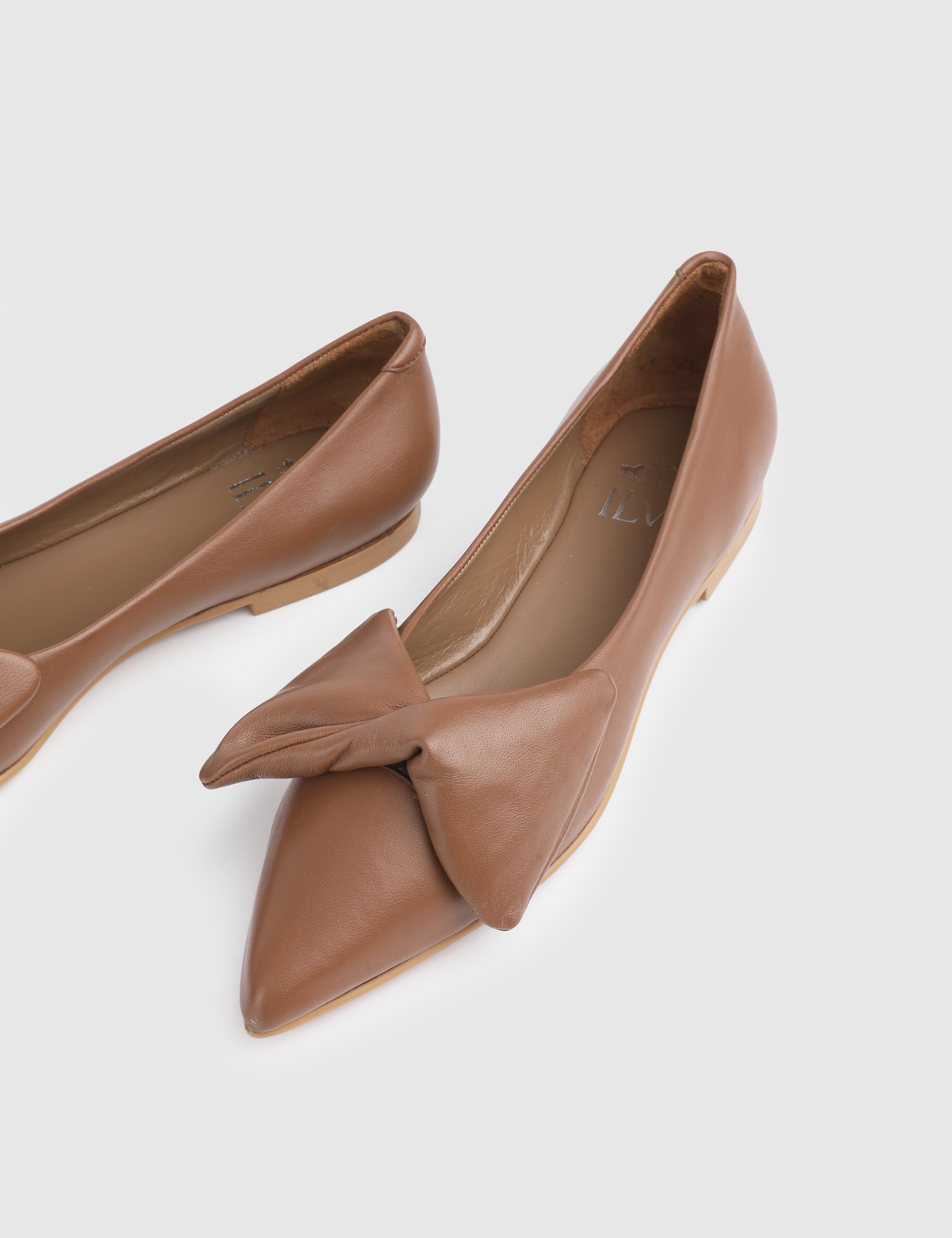 Urbino Saddle Brown Leather Women's Ballerina