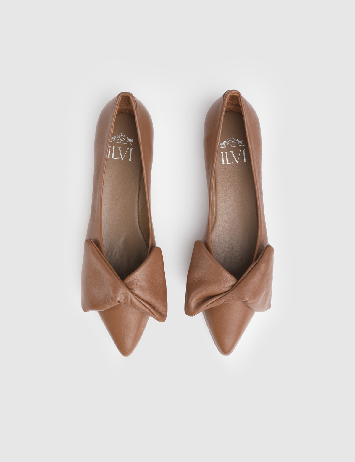 Urbino Saddle Brown Leather Women's Ballerina