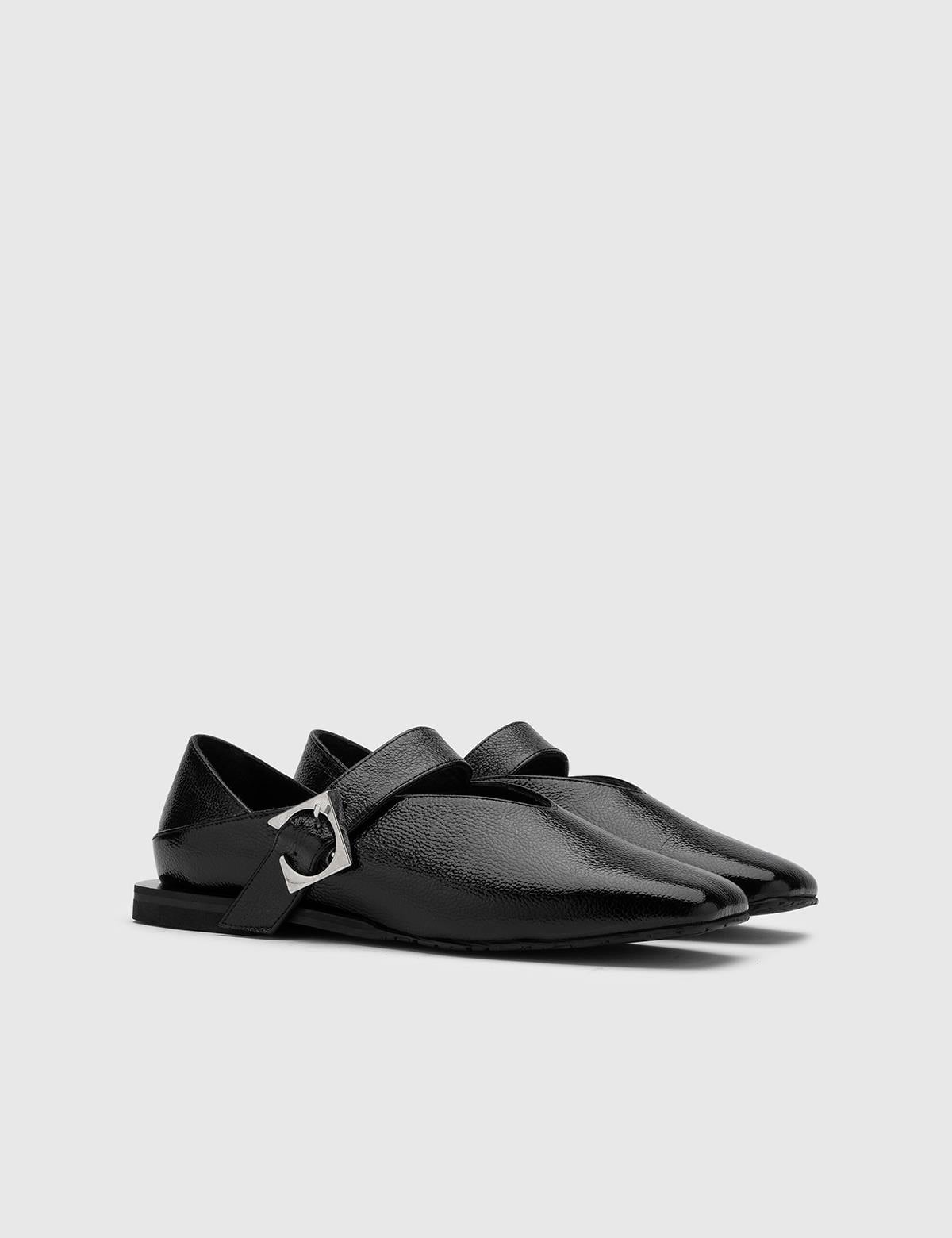 Vekda Black Patent Leather Women's Loafer