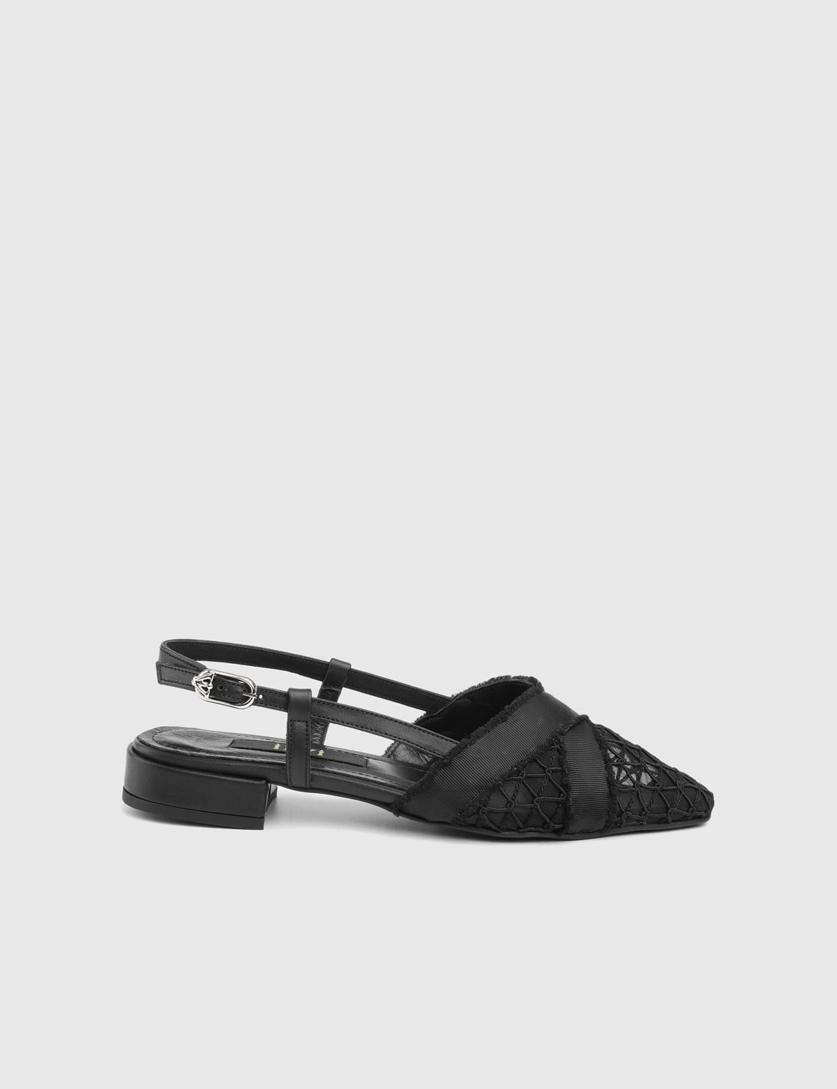 Velya Black Leather Lace Women's Sandal