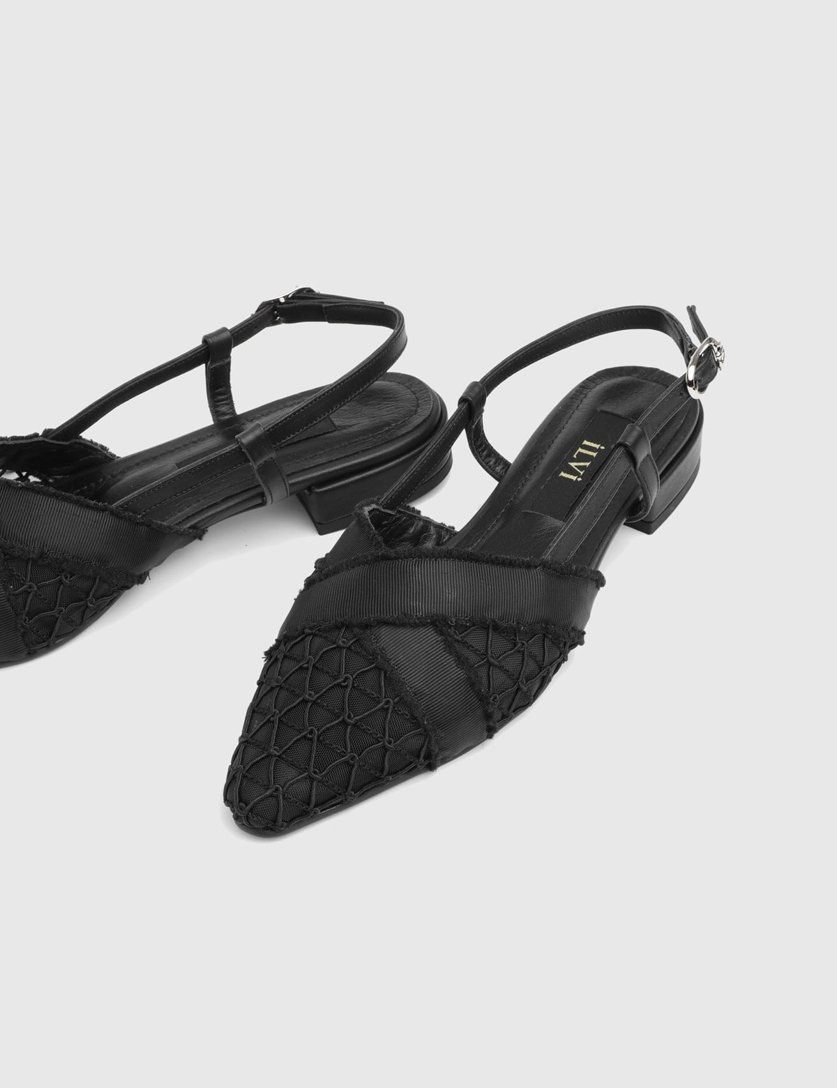 Velya Black Leather Lace Women's Sandal