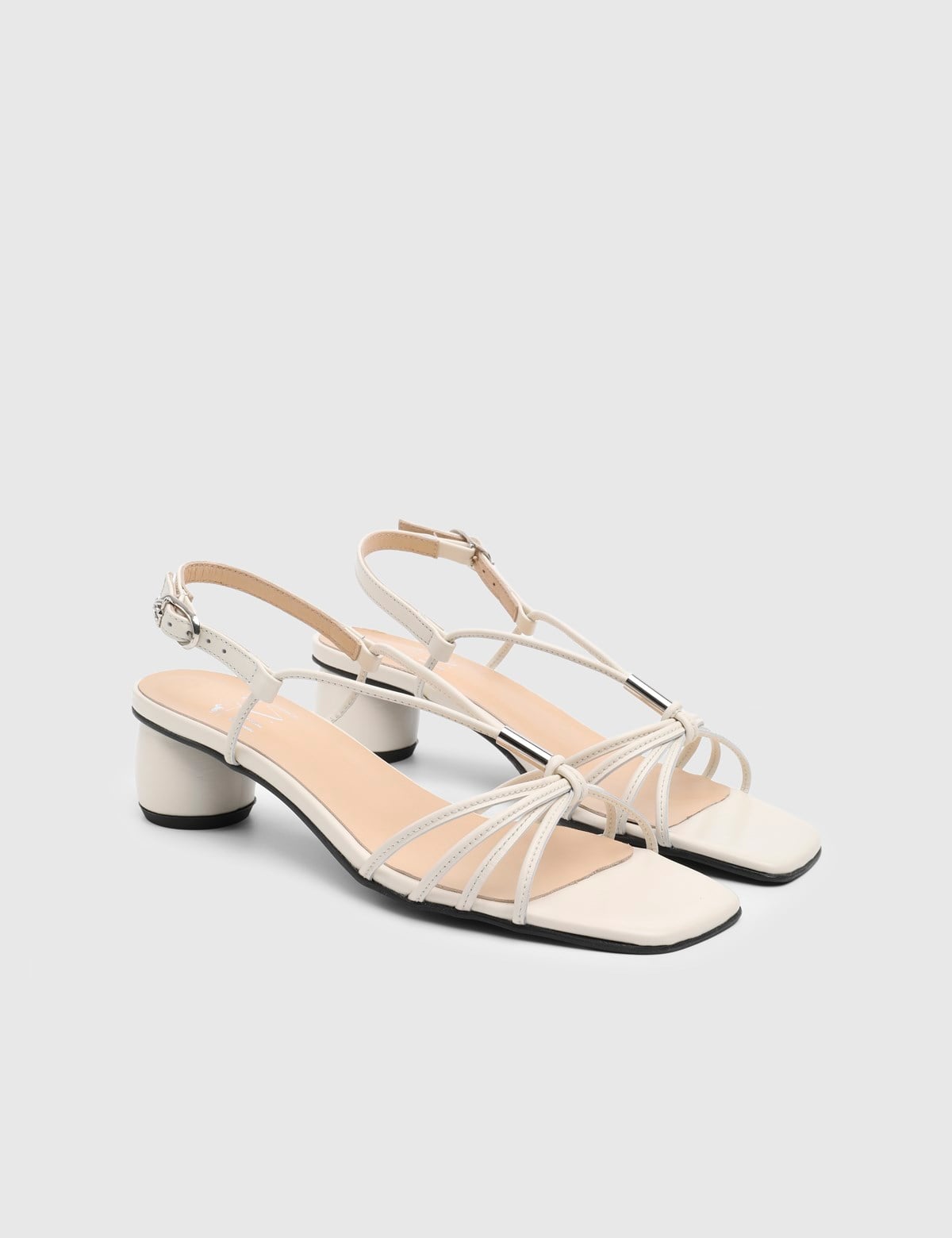Veyla Beige Leather Women's Heeled Sandal