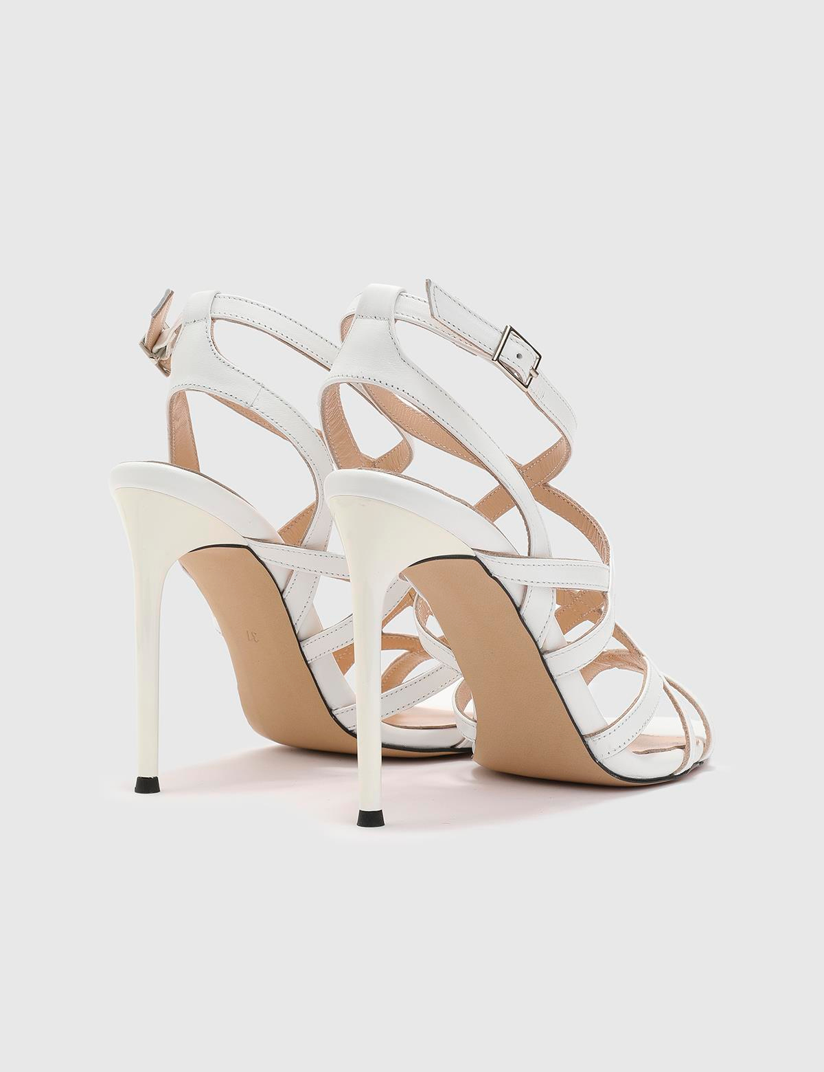 Vilma Cream Leather Women's Heeled Sandal