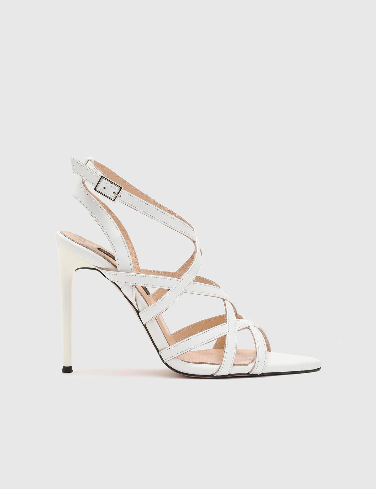 Vilma Cream Leather Women's Heeled Sandal