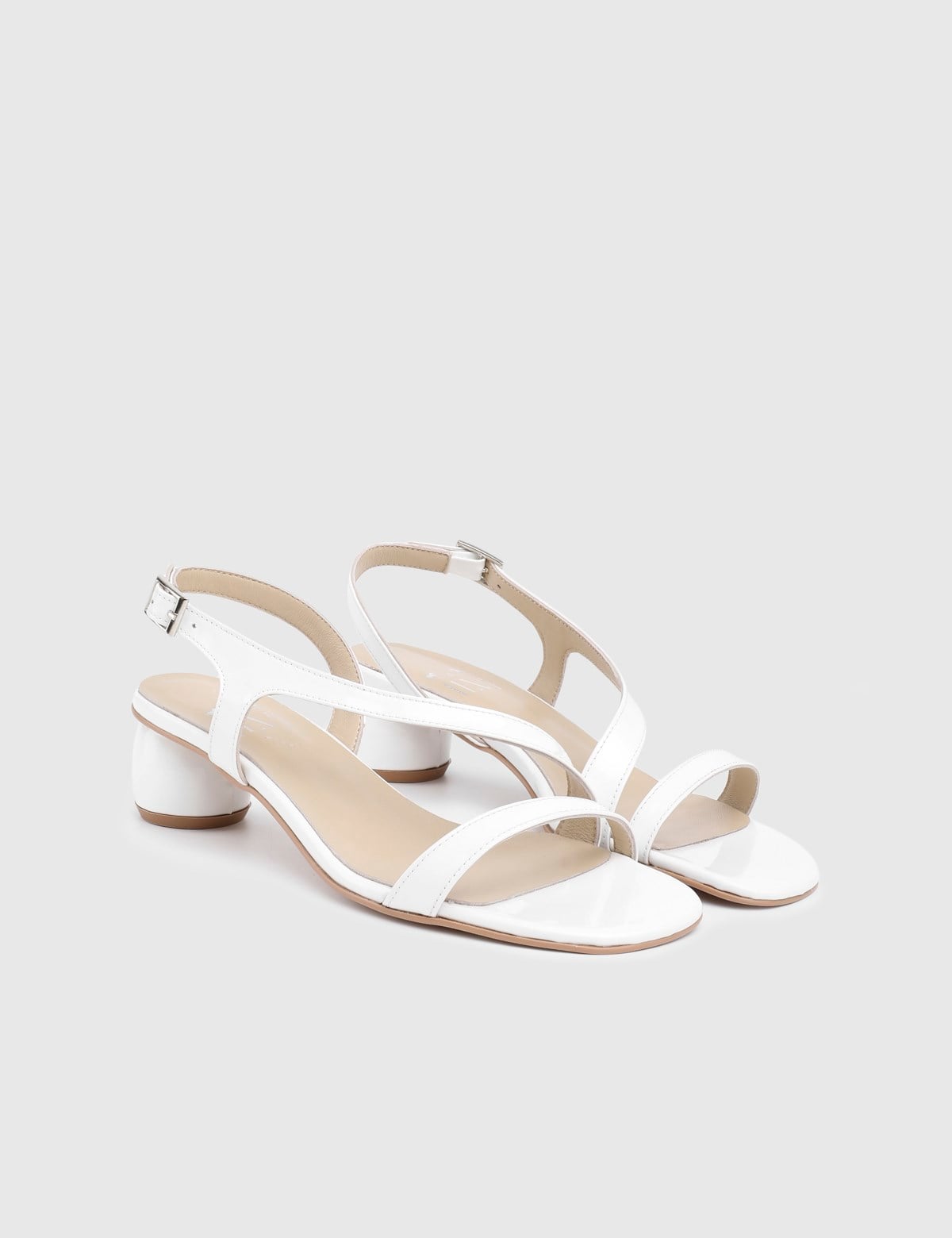 Vinelle White Patent Leather Women's Heeled Sandal