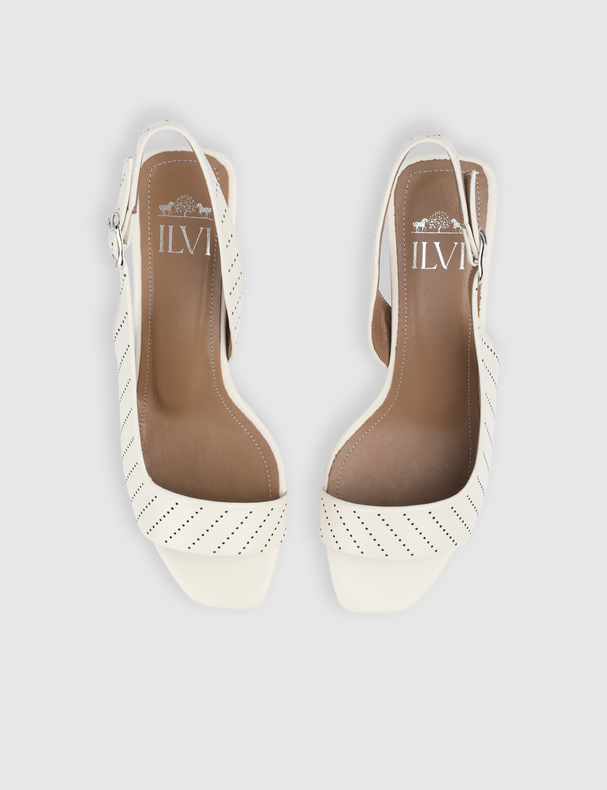 Viora Cream Leather Women's Heeled Sandal