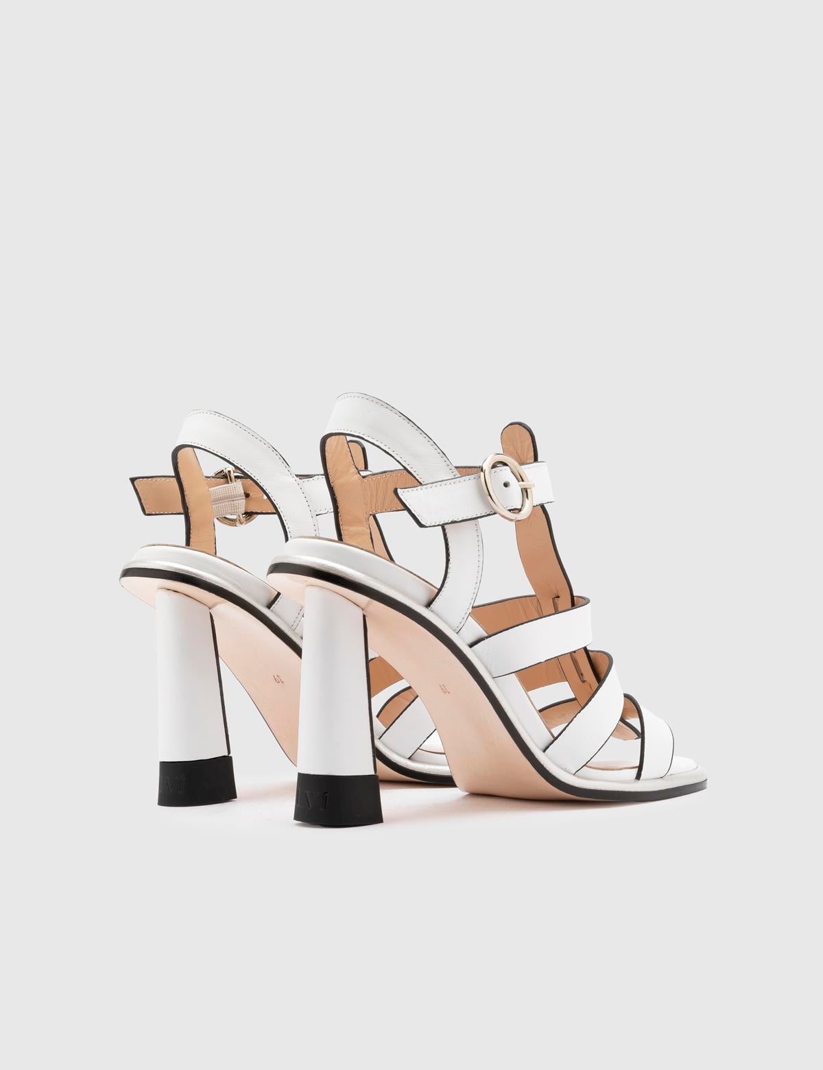 Vitale White Leather Women's Heeled Sandal